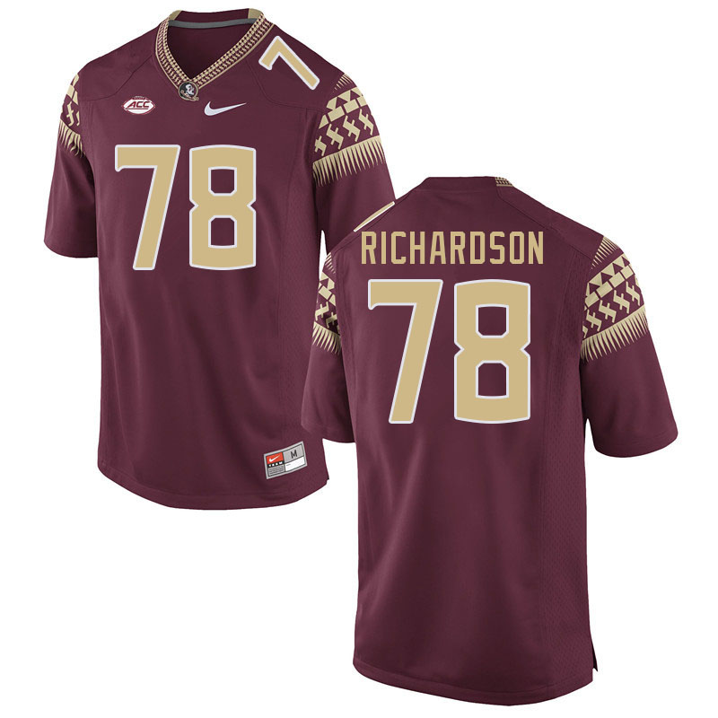 Men #78 Daughtry Richardson Florida State Seminoles College Football Jerseys Stitched-Garnet